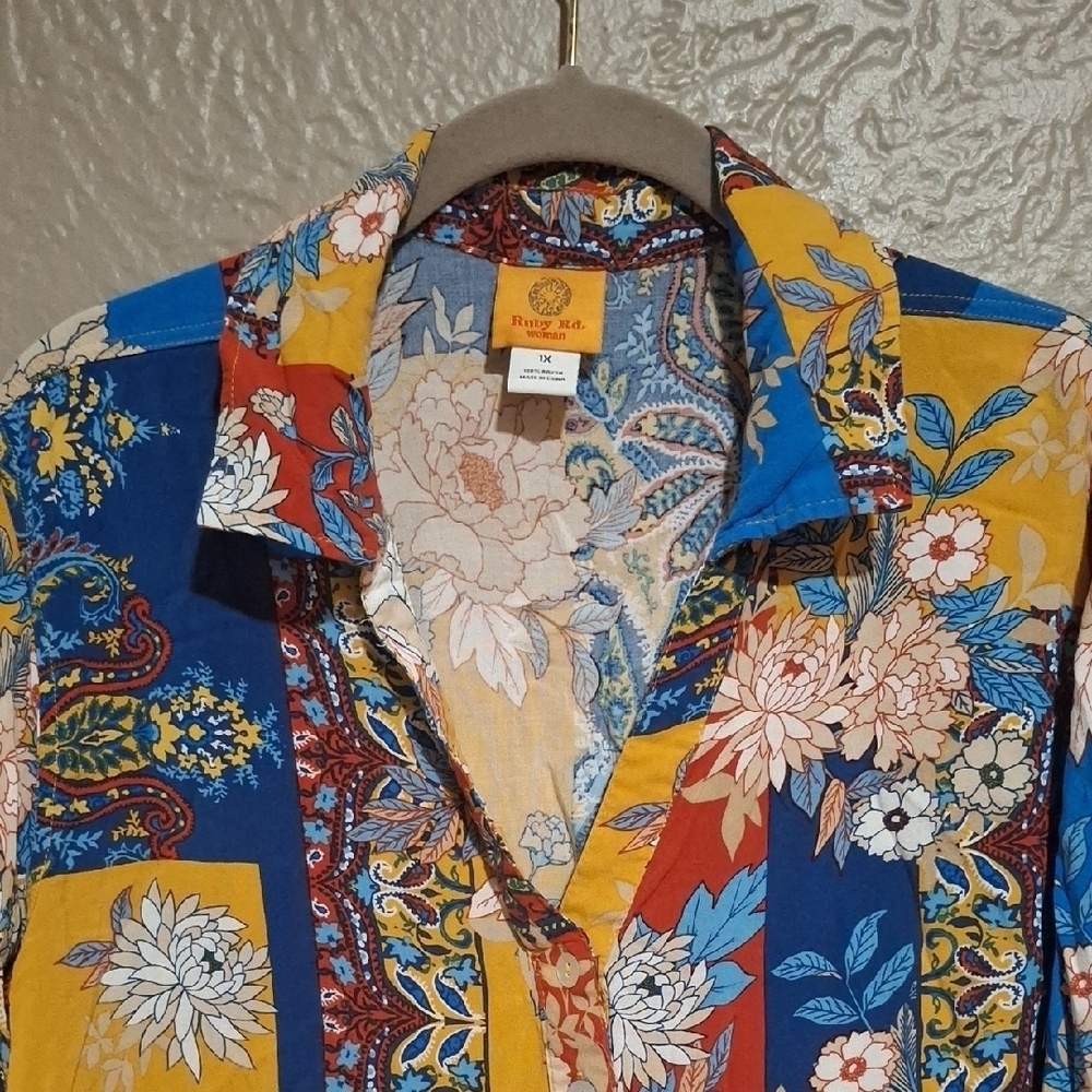 Ruby Rd. Women's Colorful Floral Tops Tees - Short eleeve Size 1X - Picture 3 of 8